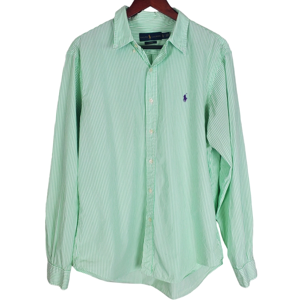 XL Polo Ralph Lauren Striped Cotton Button-Down Shirt Slim Fit